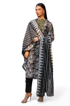 Gul Ahmed – 3 Piece Printed Lawn Suit with Embroidered Neckline [GM-3003]